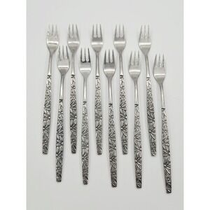 Vintage Northland Oneida OHS100 Daisy Appetizer Fork Lot of 10 Japan Stainless